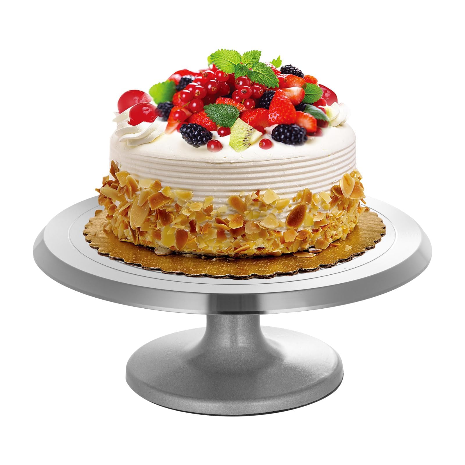 CROWNSHOP 12 Inch Cake Turntable Cake Stand Turntable Cake Decorating Aluminium Alloy Cake Decorating Turntable Aluminium Alloy Rotating Cake Stand for Cake Decoration