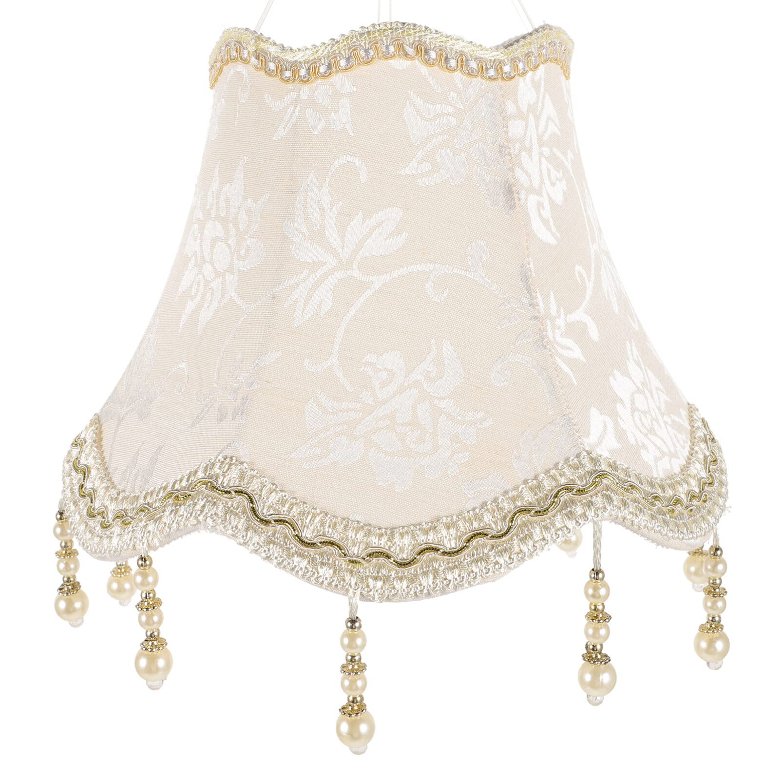Angoily Abat-Jour En Tissu Jacquard À Motif Floral Avec Pampilles Abat-Jour Décoratif De Remplacement Pour Lampe De Table Et Lampe De Chevet 9.84 X 9.84 X 7.09 in
