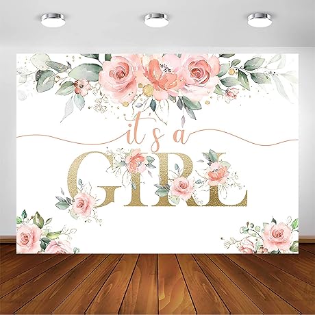 Avezano Blush Pink Floral Baby Shower Backdrop