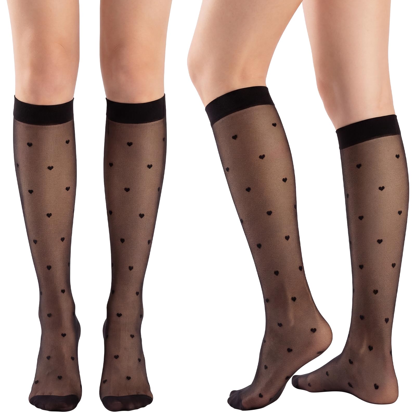 FACHOI Sheer Knee High Socks, Women Nude Knees Highs Tights Nylon Knee High Pop Stockings for Daily Wear, Office, School, Meetings, Business Trips, Parties, Dates, Travel F4-HSSW