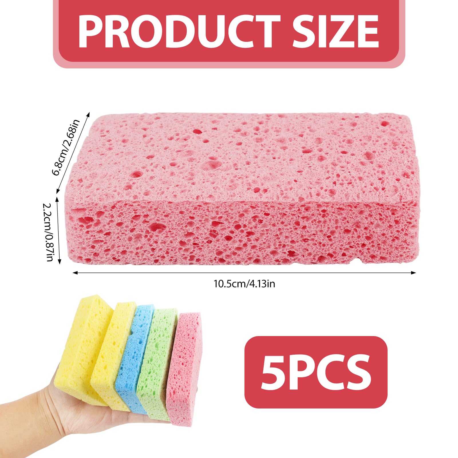 5 PCS Washing Up Sponges, Scratch Free Dishwashing Sponges - Image 2