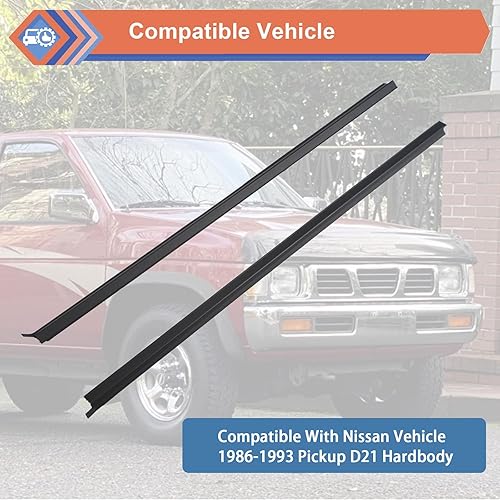 Miniatura 3 de ZONFANT 2 unidades de cinturón de sellado de burlete para puerta exterior de automóvil, color negro, compatible con Nissan Pickup D21 1986-1994,