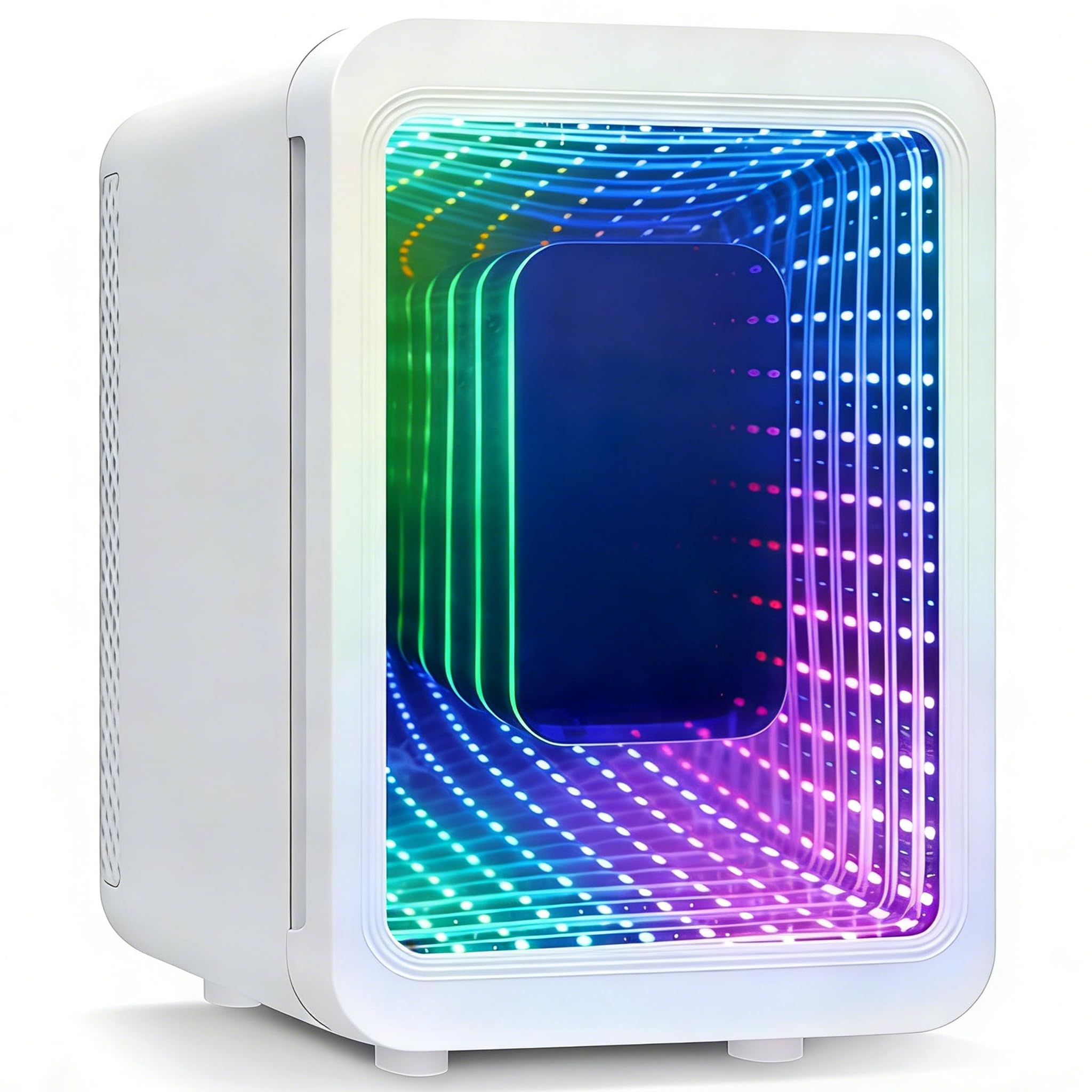 ARTETHYS Mini Fridge for Bedrooms, 4L Car Skincare Fridge with LED Mirror, Gaming Fridges with Infinity Effect for Home Office Skin Care, 220V AC/12V DC, Black — view 11