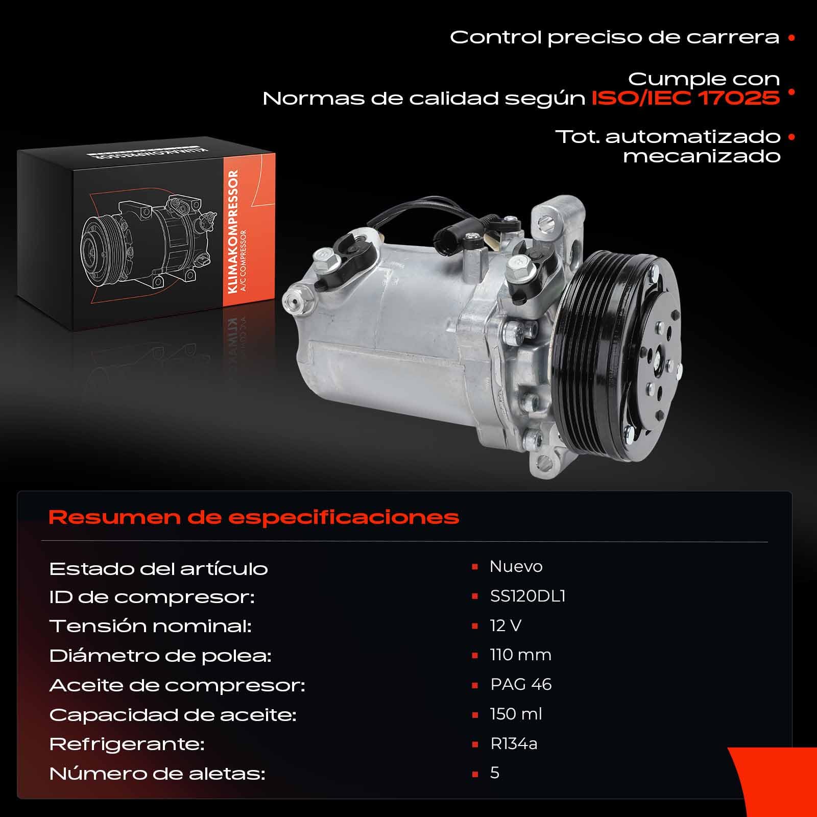Frankberg Compresor de aire acondicionado Sistemas de aire acondicionado con embrague Compatible con Serie 3 E46 X3 E83 Z3 E36 5 Series E39 Replace# 64526901206incl. aceite premezclado