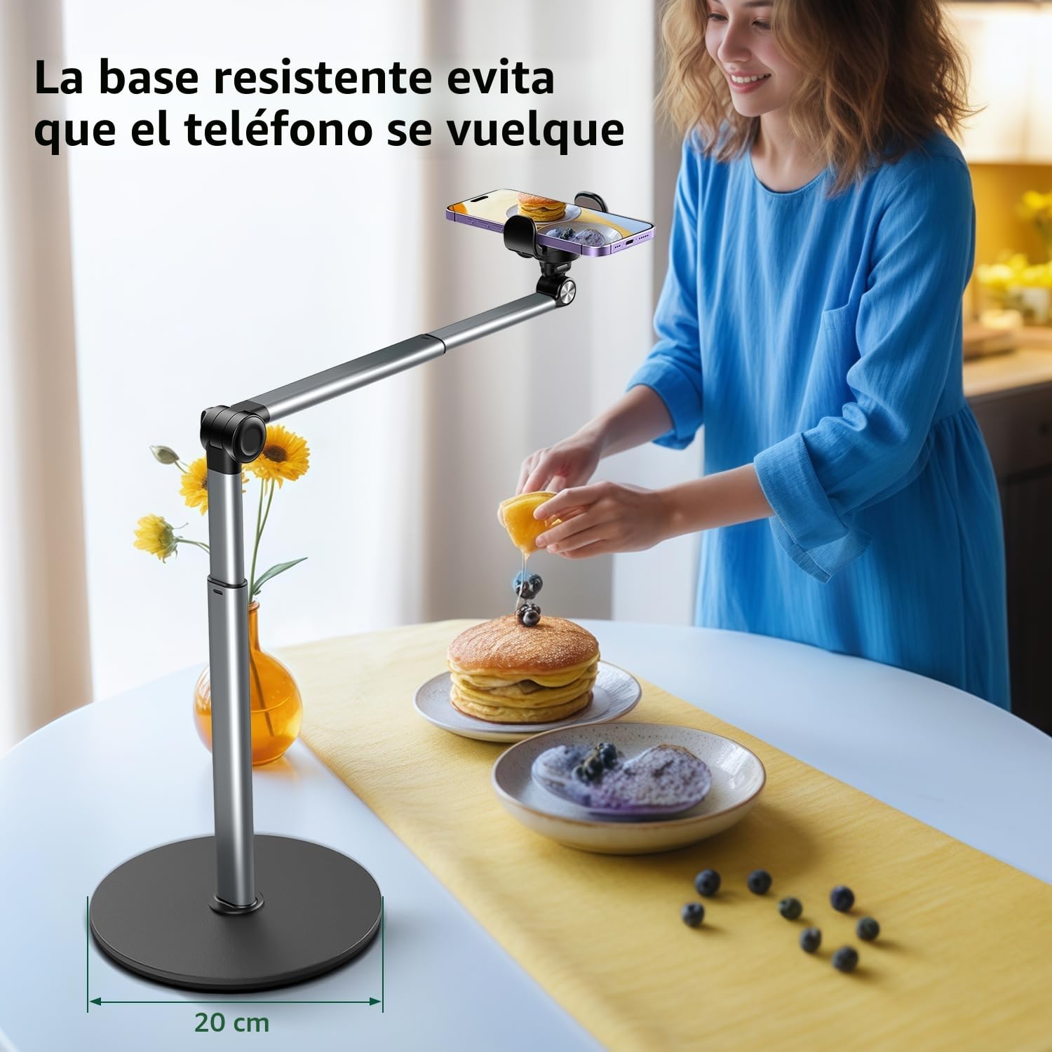 yAyusi Soporte Movil Grabar Video, Ajustable y Plegable Tripode Cenital para Movil Mesa, 30 CM de Largo, Adecuado para Transmisión en Vivo, Pintura y Grabación de Videos de Arte de Uñas (Acortar)
