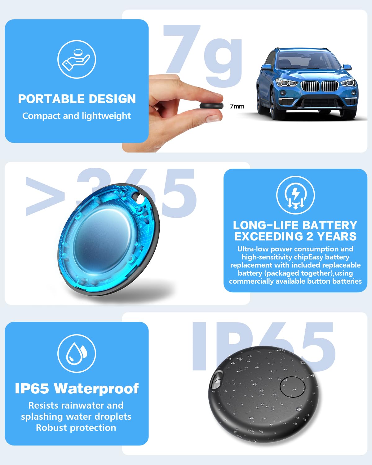 GPS Android Air Tracker Tags Device for Car and Vehicles,2 Year Battery Life & 2pcs Hidden Magnetic case,Trackers for Tracking Vehicle,2pcs GPS Tracker,No Monthly Fee for Android and iPhone — view 4