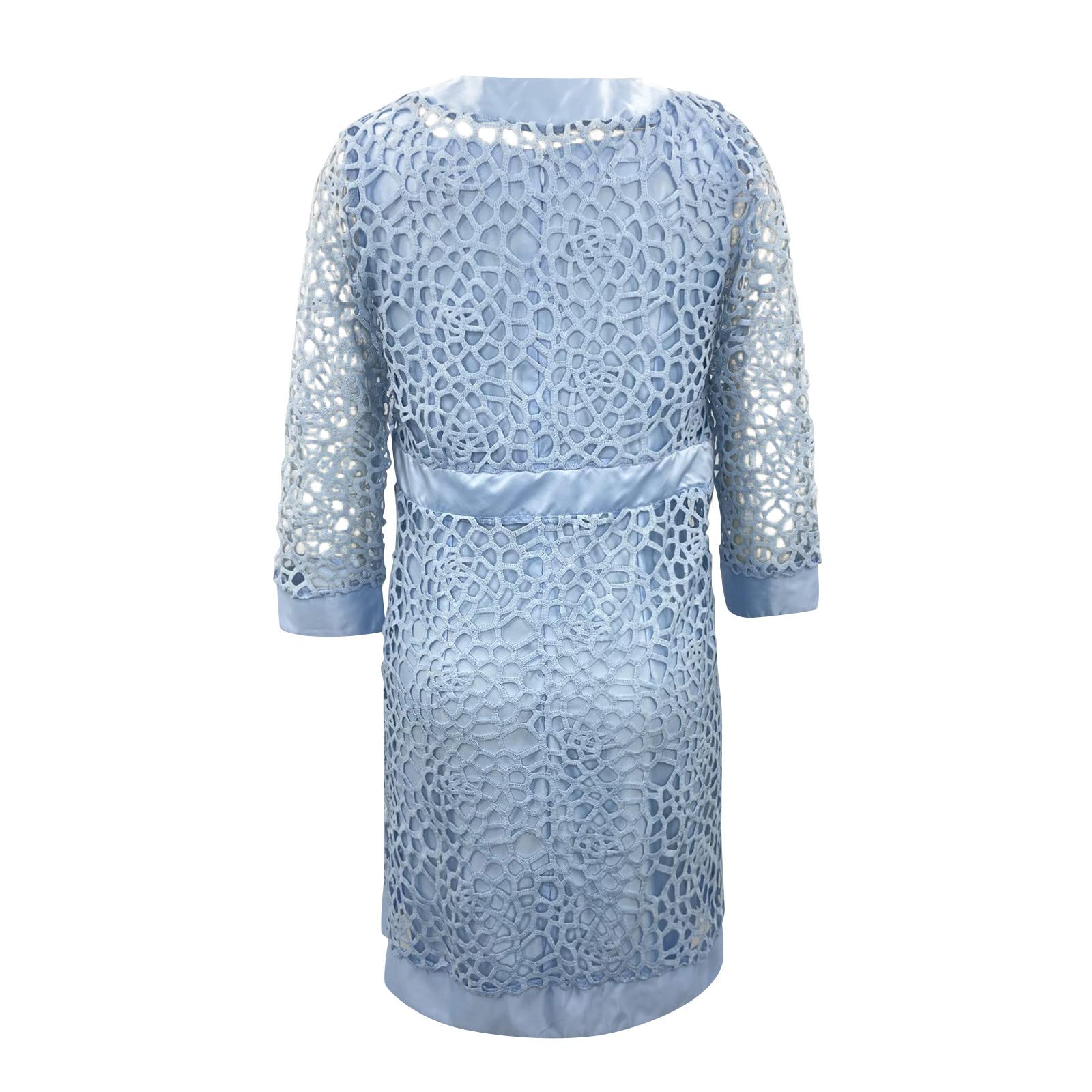Brautmutterkleider Für Hochzeit Knielang mit Jacke 2 Teilig Abendkleider Elegant Für Hochzeitsgast Lang Zweiteiler Festliche Damen Outfit Ink. Kleid Ärmellos Und Mantel Langarm Cut Out