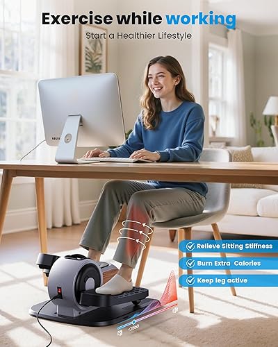 Miniatura 5 de Elíptica debajo del escritorio, mini elipse de pierna resistente, máquina de ejercicio elíptica totalmente montada para uso doméstico con 10