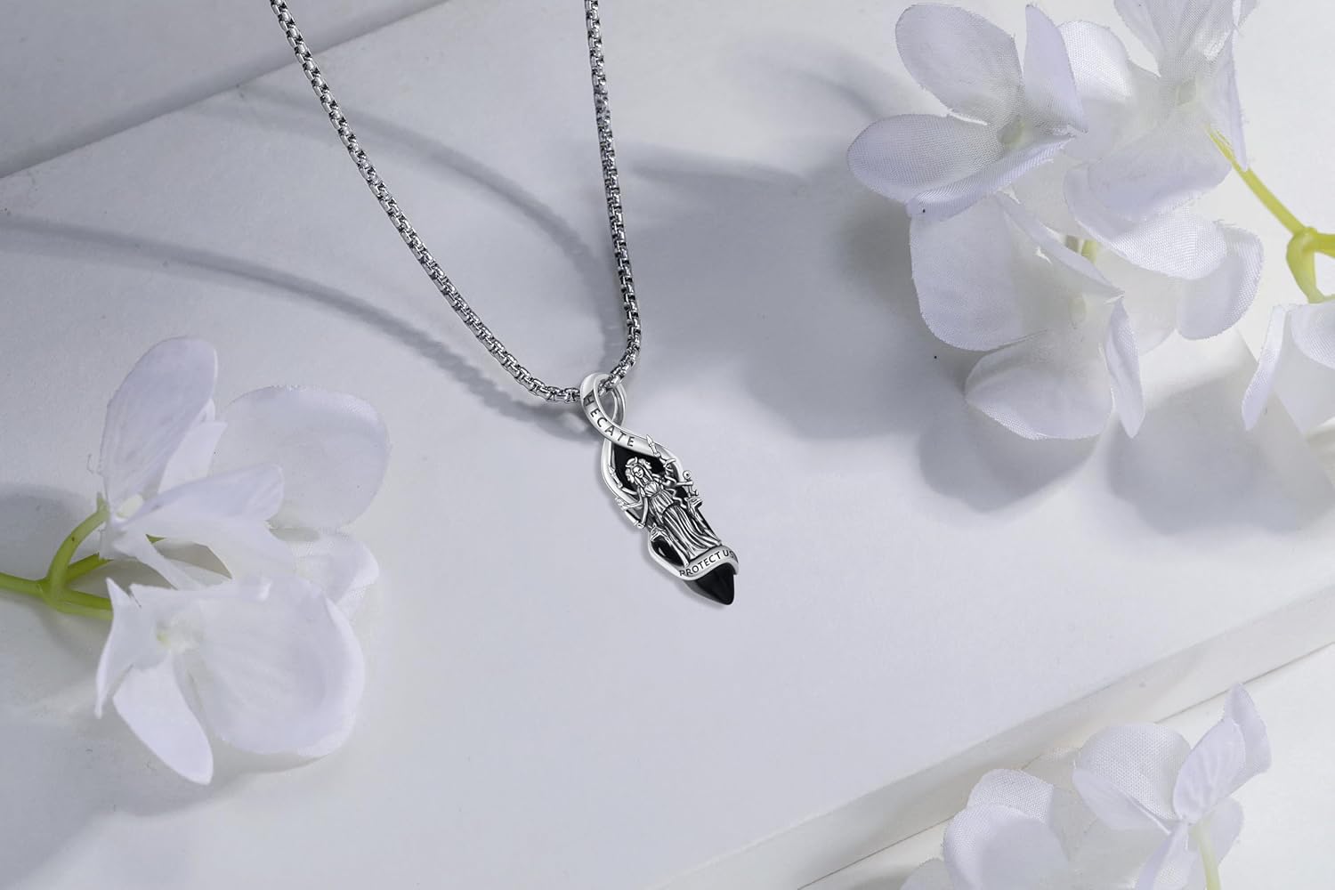 Hecate Necklace Hekate Triple Goddess Witches Pendant 925 Sterling Silver Healing Crystal Necklace Ancient Greek Mythology Hecate Witchcraft Moon Magic Amulet Jewelry for Women Men - Image 3