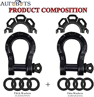 Vista 5 de AUTOBOTS D Ring Shackles Heavy Duty(2 Pack) 68,000 lbs Capacity, Tow Hooks Clevis Shackle with 7/8" Screw Pin for Towing Winch Off Road Accessory