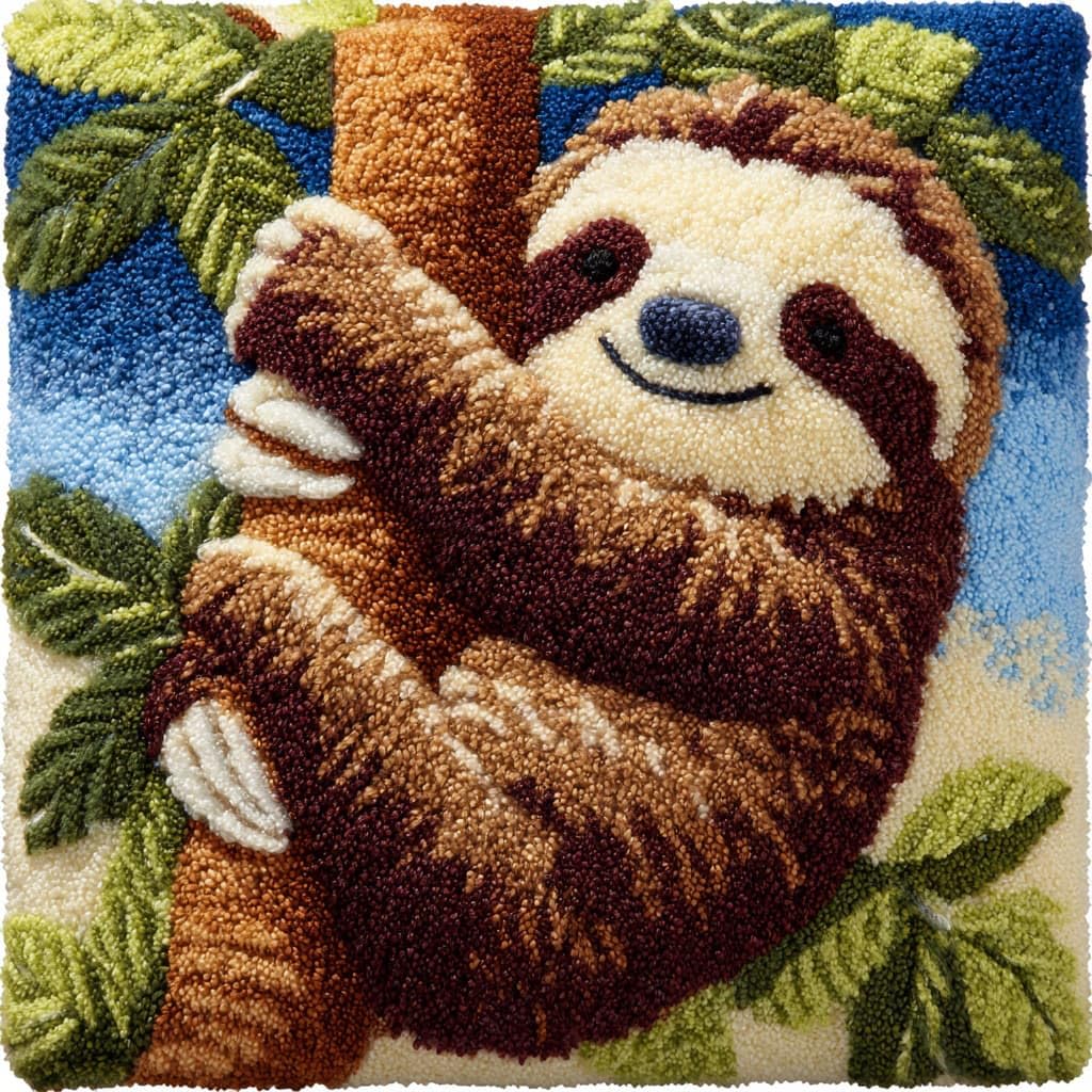 Henypt Latch Hook Kits-G Diy Latch Hook Cushions Kits Sloth