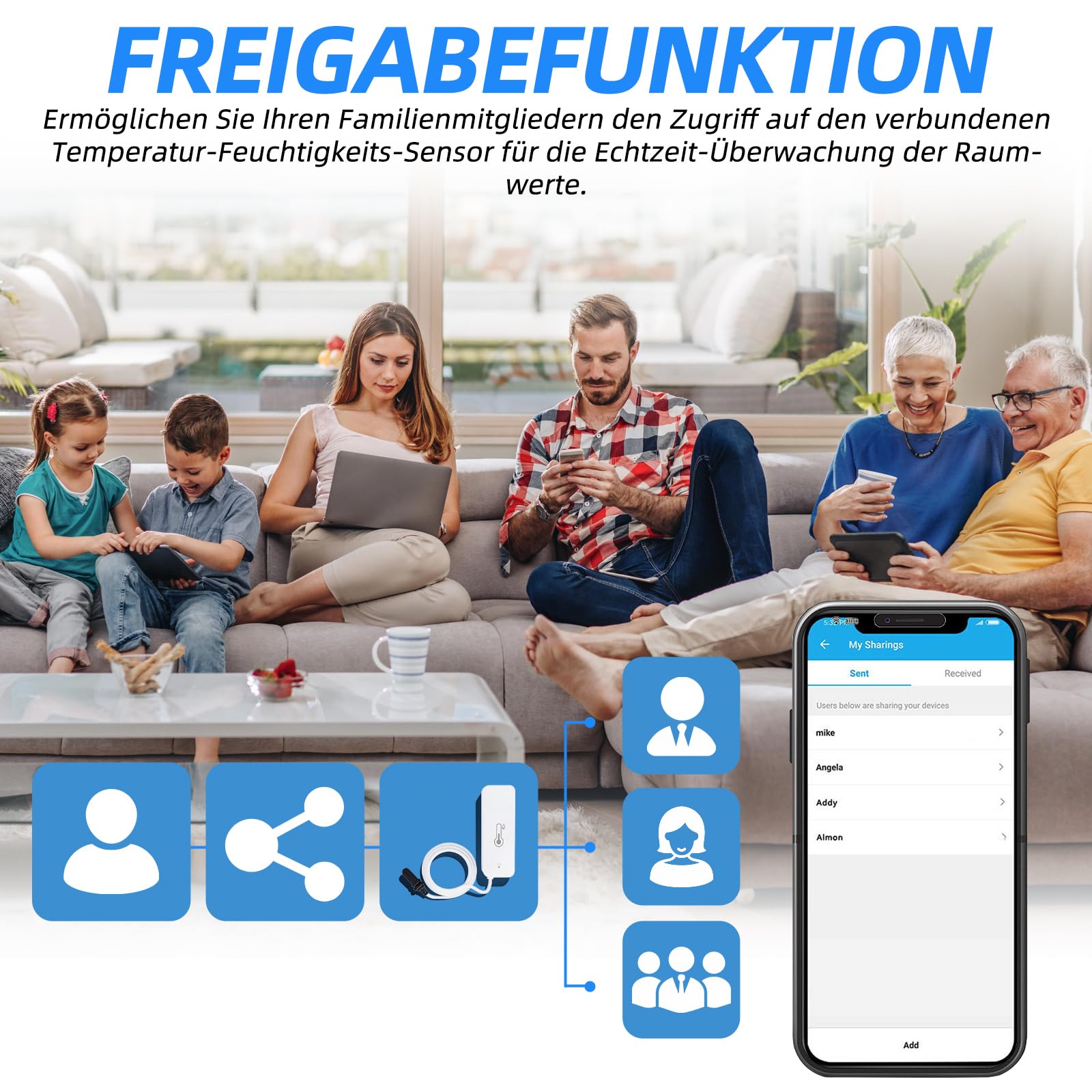 Termometr i higrometr Wi-Fi, nadaje się do użytku wewnątrz i na zewnątrz, z czujnikiem zewnętrznym, kompatybilny z aplikacją Tuya Smart Life, idealny do basenów, akwariów, szklarni itd.