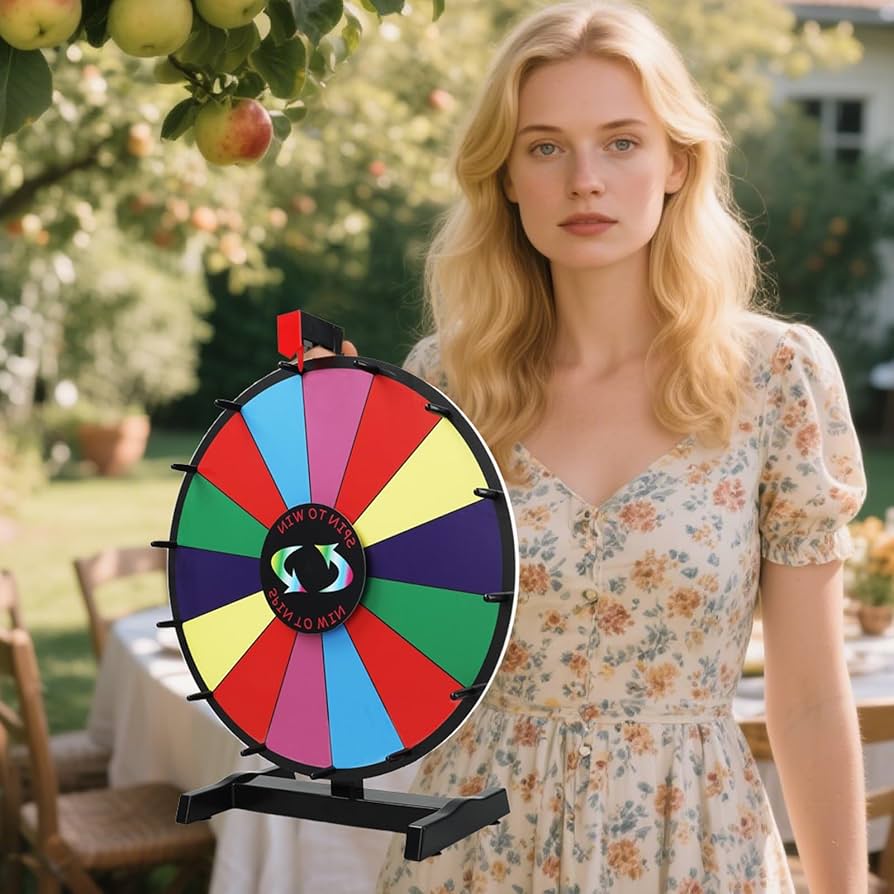 Prize Wheel Spinner IElyiEsy 24" Spinning Prize Wheel Of Fortune 14 Slots Spinner Wheel For Prizes With Stand Dry Eraser And Marker Pen For Trade Show Carnival Board Game Table