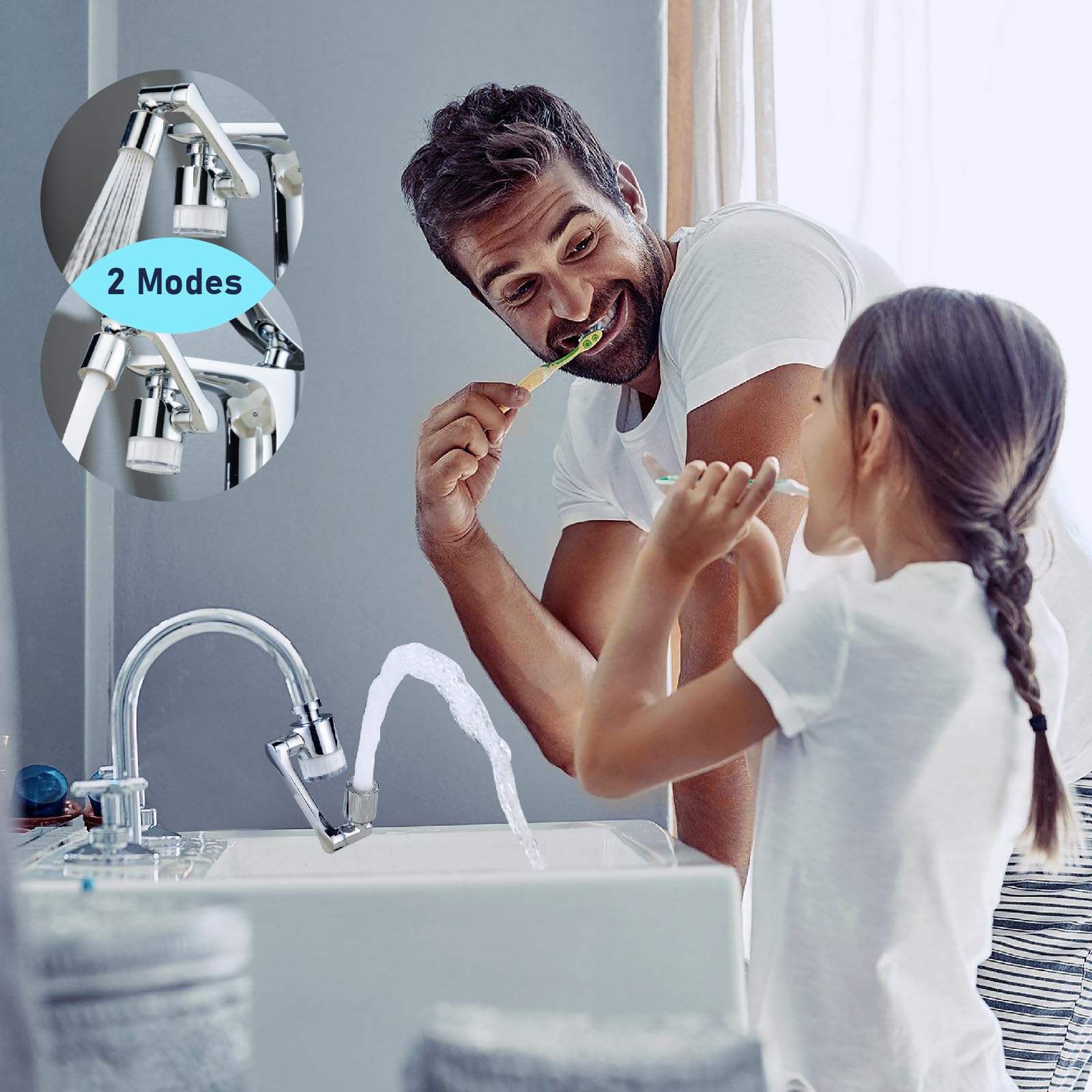 ATQ Filtr wody do przedłużacza kranu zlewowego, redukcja chloru, obracany o 1080°, 2 tryby, nasadka natryskowa do kuchni, łazienki, małych dzieci, 9 szt. filtra (Aerator1080)