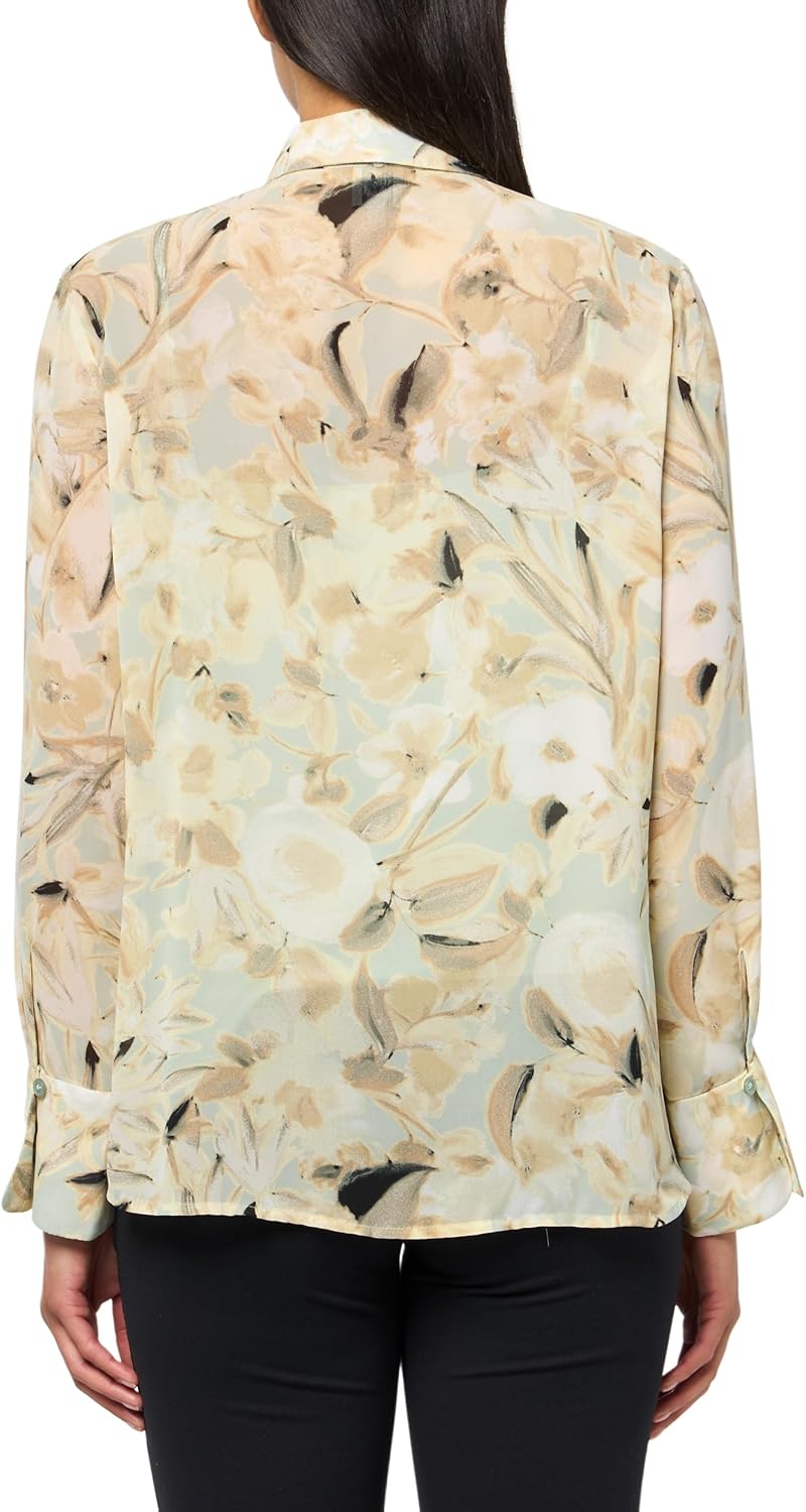 Anne Klein Womens Bttn Frt Ls Shirt W Removeable Tie - Image 2