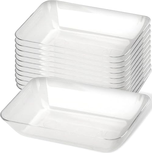 Blue Sky MiniWare - Platos rectangulares desechables transparentes, 3 x 2 pulgadas (paquete de 12) plástico de alta calidad, perfectos para fiestas,