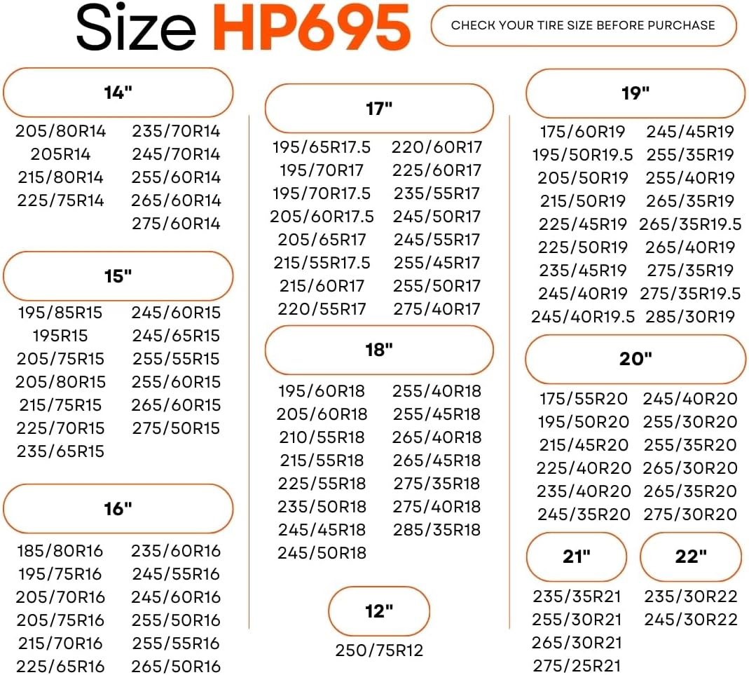 AutoSock for Passenger Vehicles HP695, Snow Socks for Tires, Pack of 2