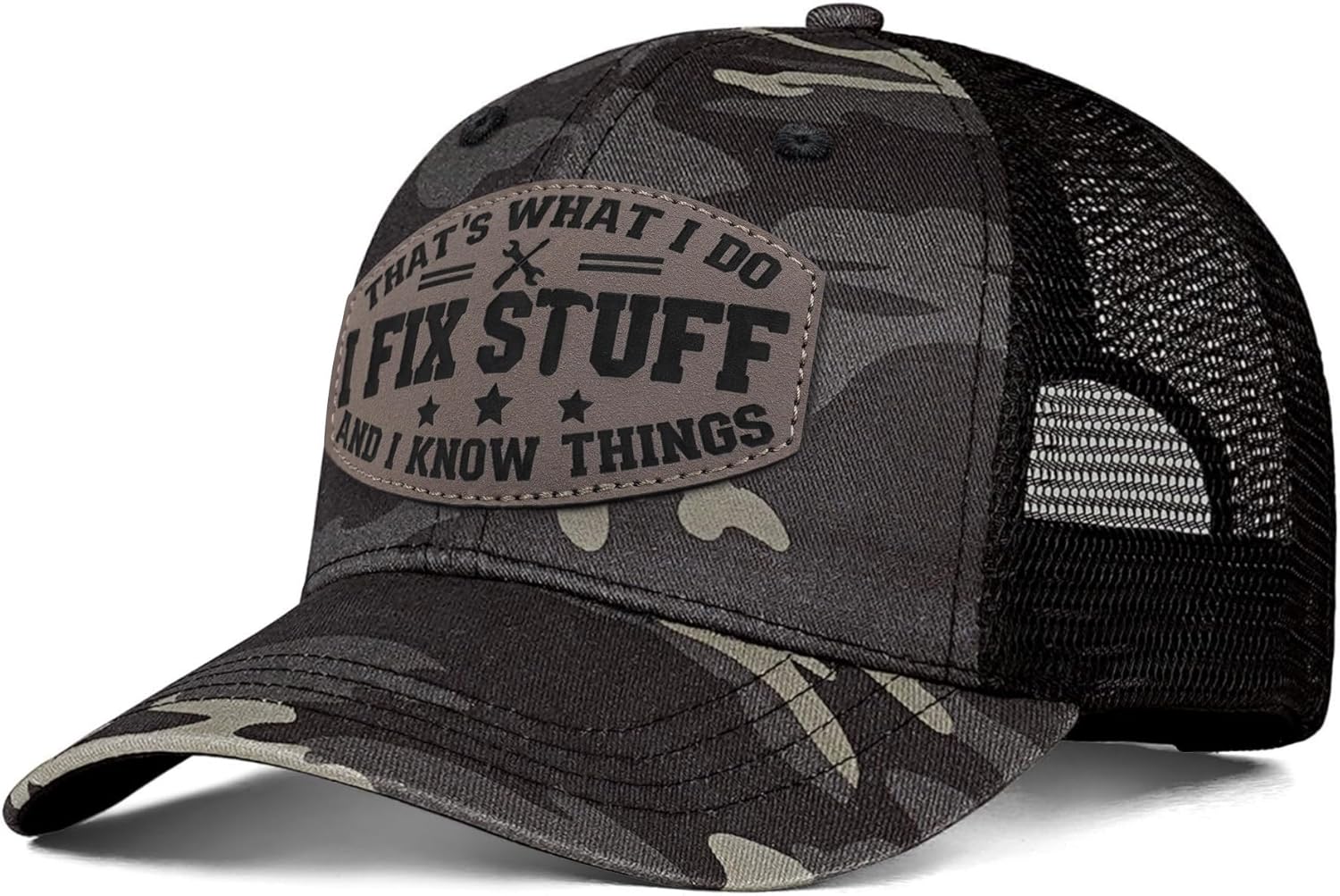 Funny Mens Trucker Hats - I Fix Stuff and Know Things Hat for Men Dad Father Uncle - Adjustable & Breathable Casual Wear - Image 2