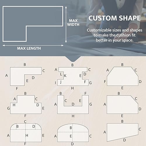 Miniatura 5 de mudilun Cojín de banco de tamaño personalizado para interiores y exteriores, antideslizante, cómodo, cojines para muebles de patio, impermeable,