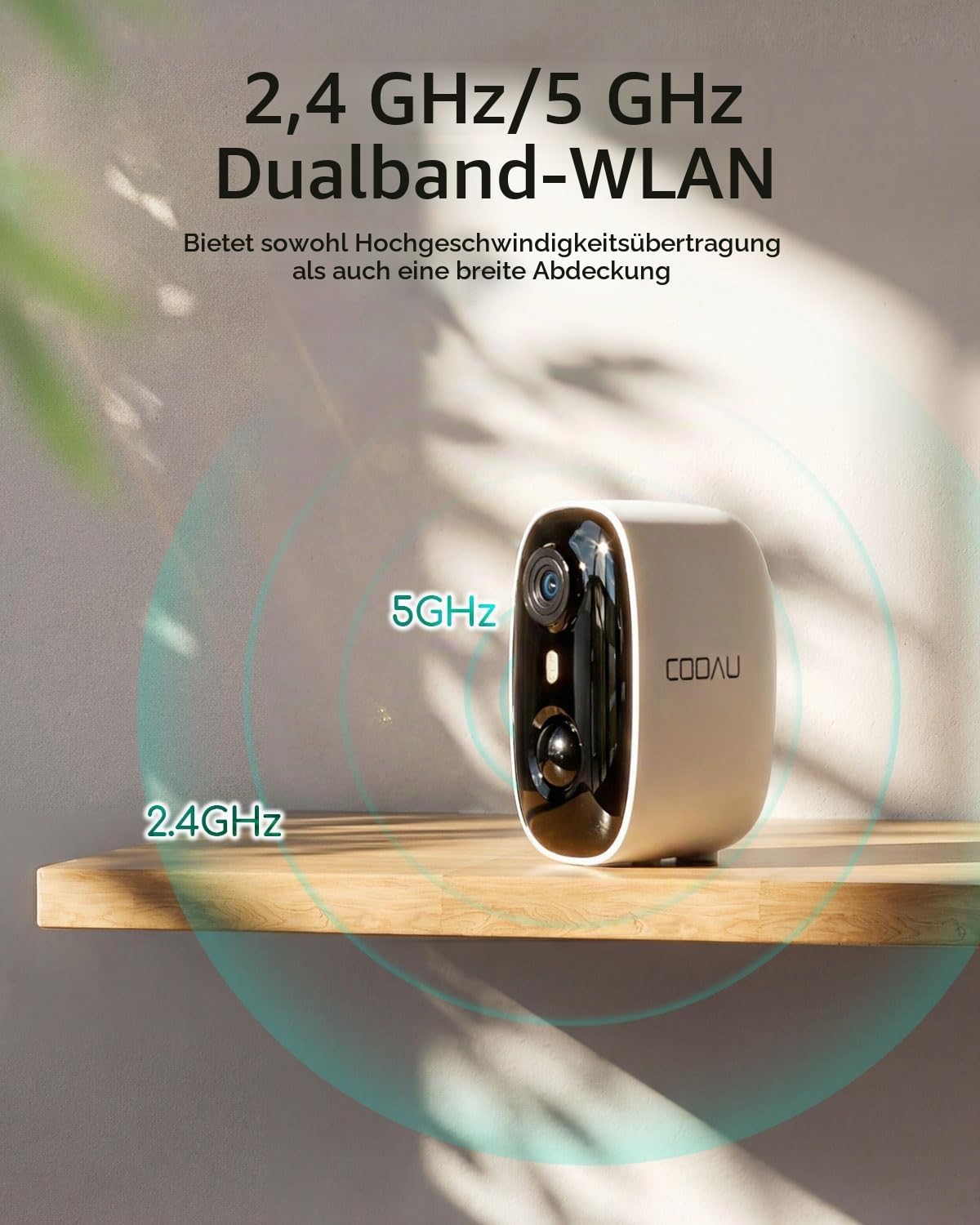 COOAU 4MP Überwachungskamera Aussen Akku Solar Set, 5GHz/2.4GHz | 2.5K Kabellose Outdoor WLAN Kamera Überwachung Aussen, 5GHz/2.4GHz, Ohne Monatliche Gebühren, Farb-Nachtsicht, Alexa