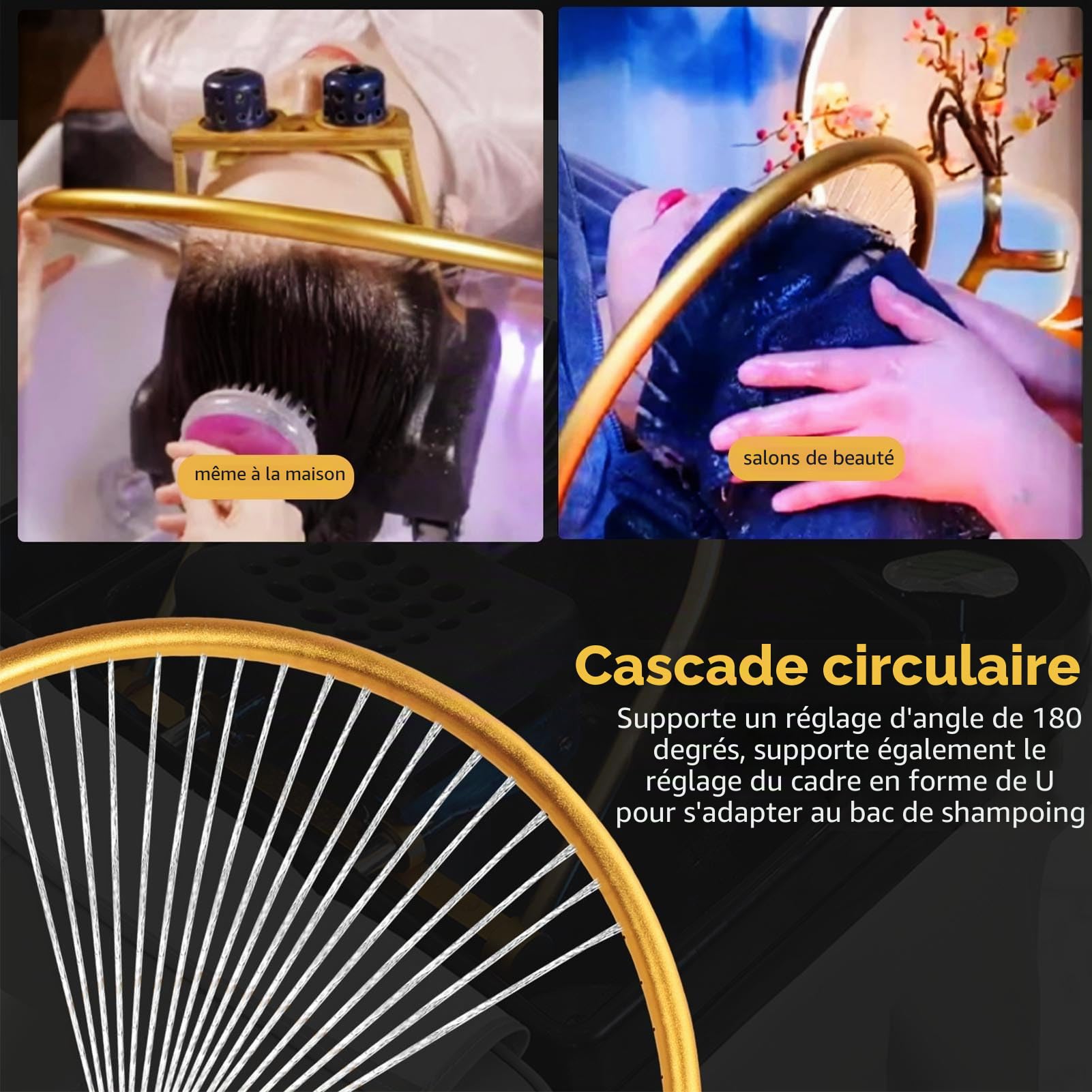 Équipement de Spa de Tête, Cascade Circulaire, Soins Capillaires, Massage pour la Relaxation du Cuir Chevelu avec Réglage de l'angle à 180 °, pour Salon de beauté à Domicile