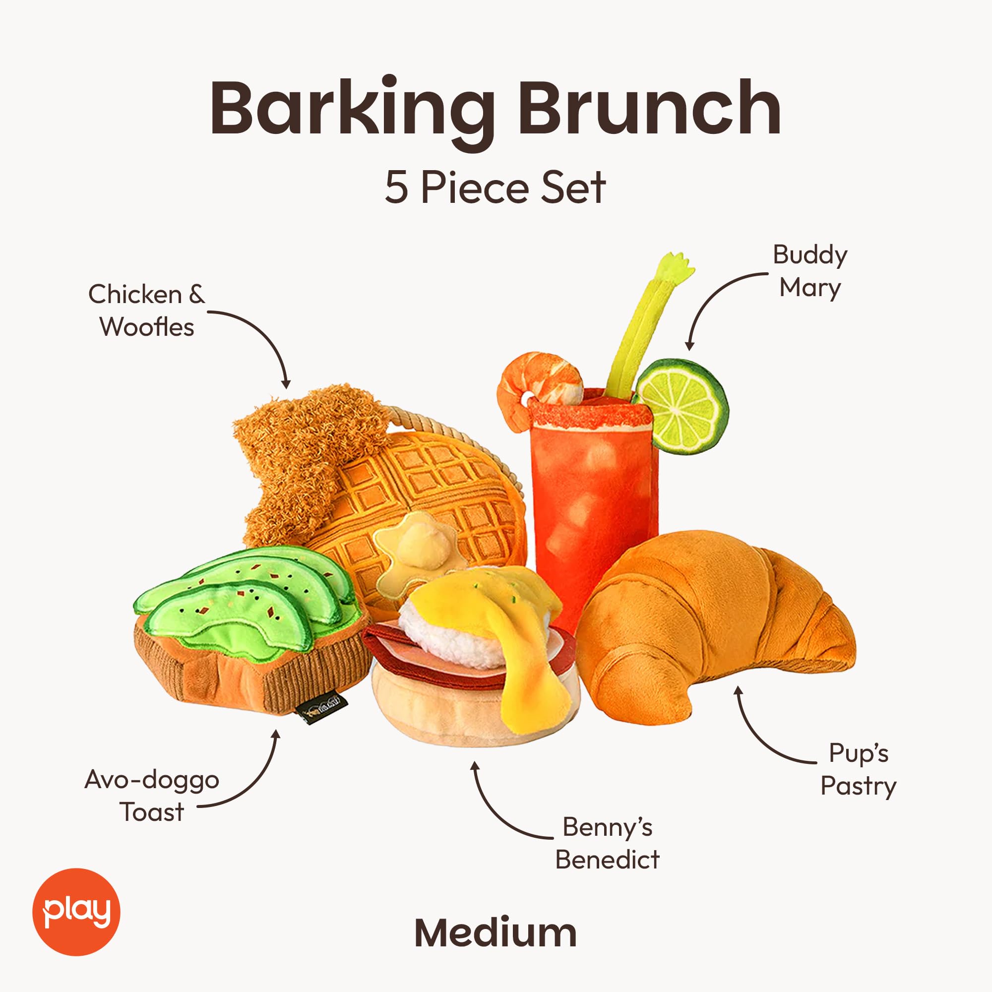 P.L.A.Y. Pet LIFESTYLE and You Barking Brunch Collection - Juego de cinco piezas, varios tamaños