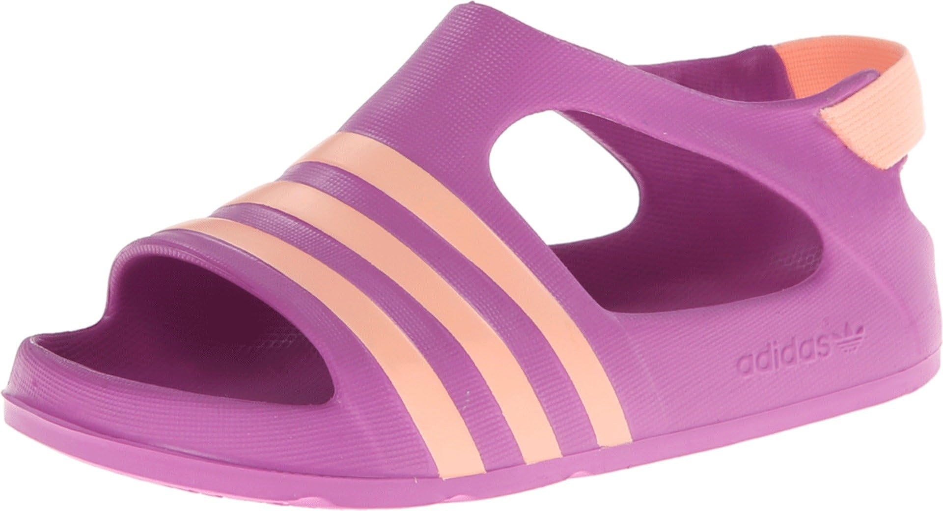 adidas Originals Kids Baby Girl's Adilette Play (Infant/Toddler) Joy Orchid/Red Zest Sandal 5 Toddler M