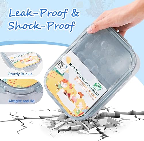 Miniatura 2 de MISS BIG Lonchera Bento para adultos, fiambrera, a prueba de fugas, sin BPA y sin tintes químicos, para lavavajillas y microondas (64.2 fl oz, gris)