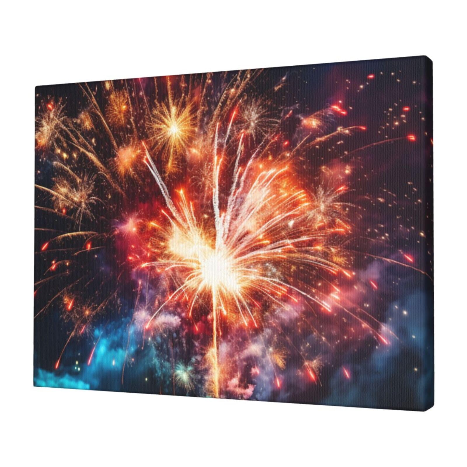 FodPand Canvas Wall Art for Living Room Wall Decor 12"x16" Modern Artwork Painting Pictures Hanging Canvas Prints Explosion Firework Aesthetic Wall Art for Bedroom Bathroom Office Wallart Decor