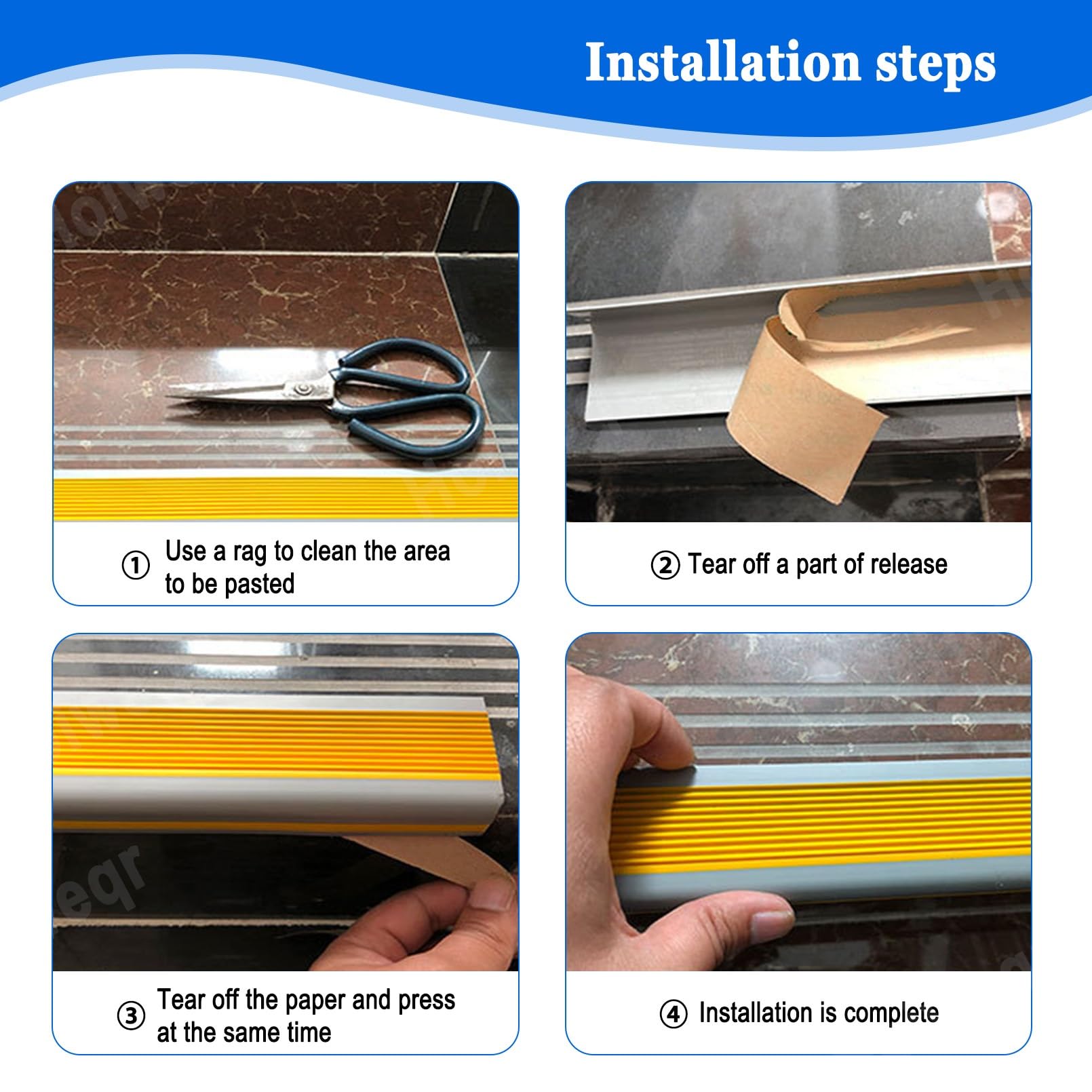 Perfil de Borde de Escalera Tira Antideslizante Tira, Perfil de PVC Autoadhesivo de Borde Para Escaleras, Utilizado Para Escaleras Interiores Y Exteriores, Tiras Antideslizantes Para Peldaños(Grayish