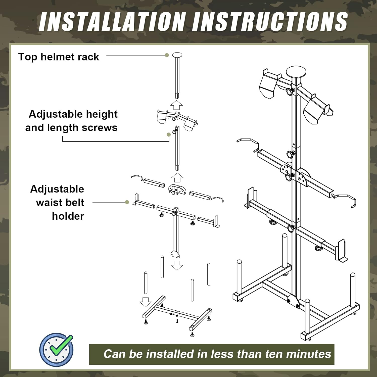Tactical Gear Stand Heavy Duty Body Armor Vest Hanger Helmet Holder Belt Rack Adjustable Plate Carrier Display Organizer for Law Enforcement Military