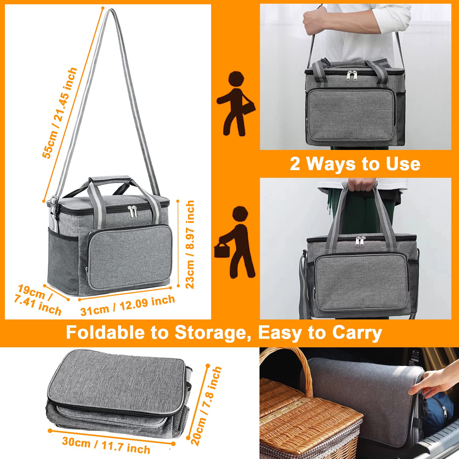 CoatCool Borsa Termica Porta Pranzo 15 Litri, Borsa Frigo Piccola Impermeabile con Tracolla Regolabile