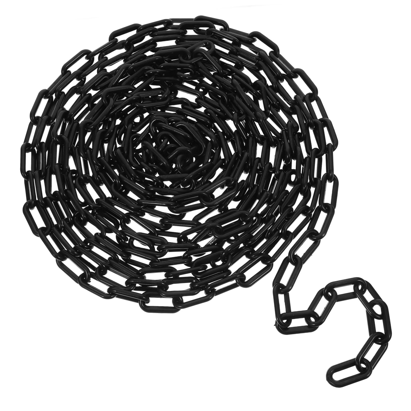 Cadena de plástico negra de 10 m con tira llamativa para control de tráfico y aparcamiento, fácil de usar, ideal para uso en exteriores