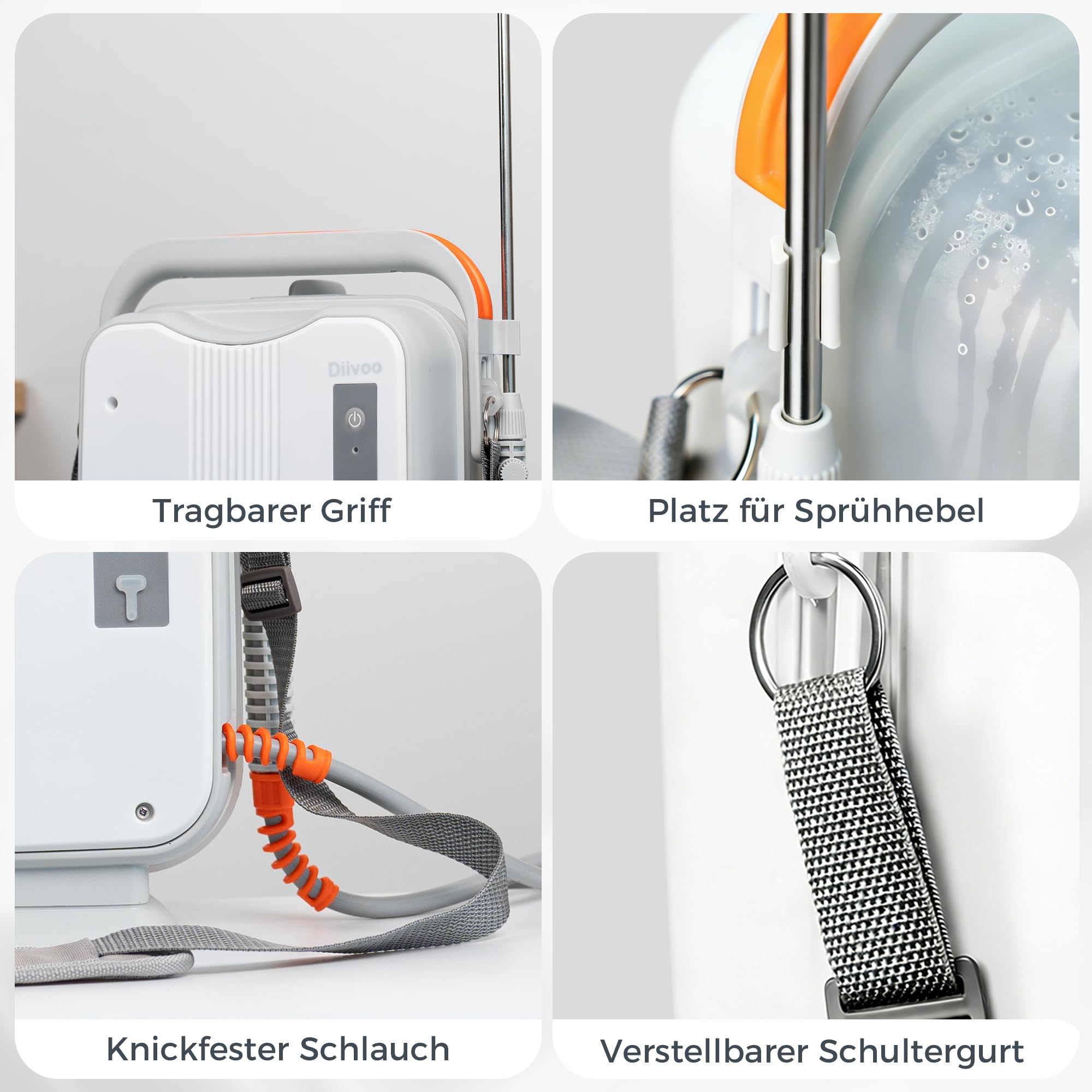 Diivoo 5L Akku Drucksprühgerät | Drucksprüher & Gartensprüher mit 2000mAh Akku | Verstellbare Düse Nebel & Strahl | Tank mit Skala | Elektrische Gartenspritze für Garten, Unkraut, Pflanzenschutz