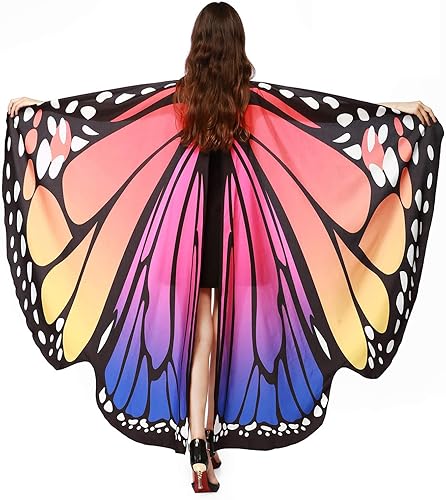 AWAYTR Chal de alas de mariposa para mujer, capa de hadas para mujer, accesorio de disfraz de Halloween