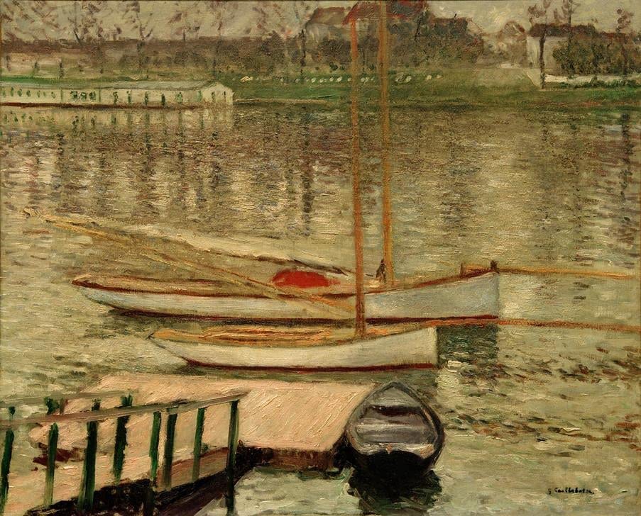 Tableau Voiliers sur la Seine par Gustave Caillebotte Impression Art 60x90cm