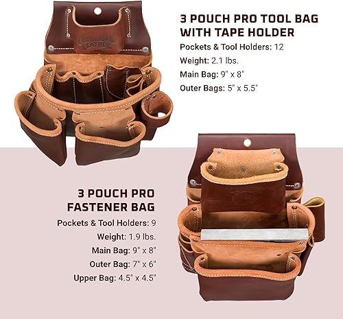 Miniatura 4 de Occidental Leather Pro Framer Tool Belt Set with Double Outer Bag - Medium - 22 Pockets & Tool Holders - Premium Top-Grain Leather - Made in USA