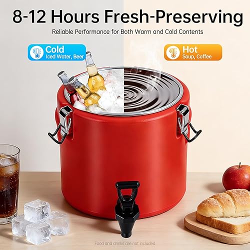 Miniatura 3 de Dispensador de bebidas aislado de 2.64 galones, servidor de bebidas calientes y hielo con interior de acero inoxidable 304 y espita para té