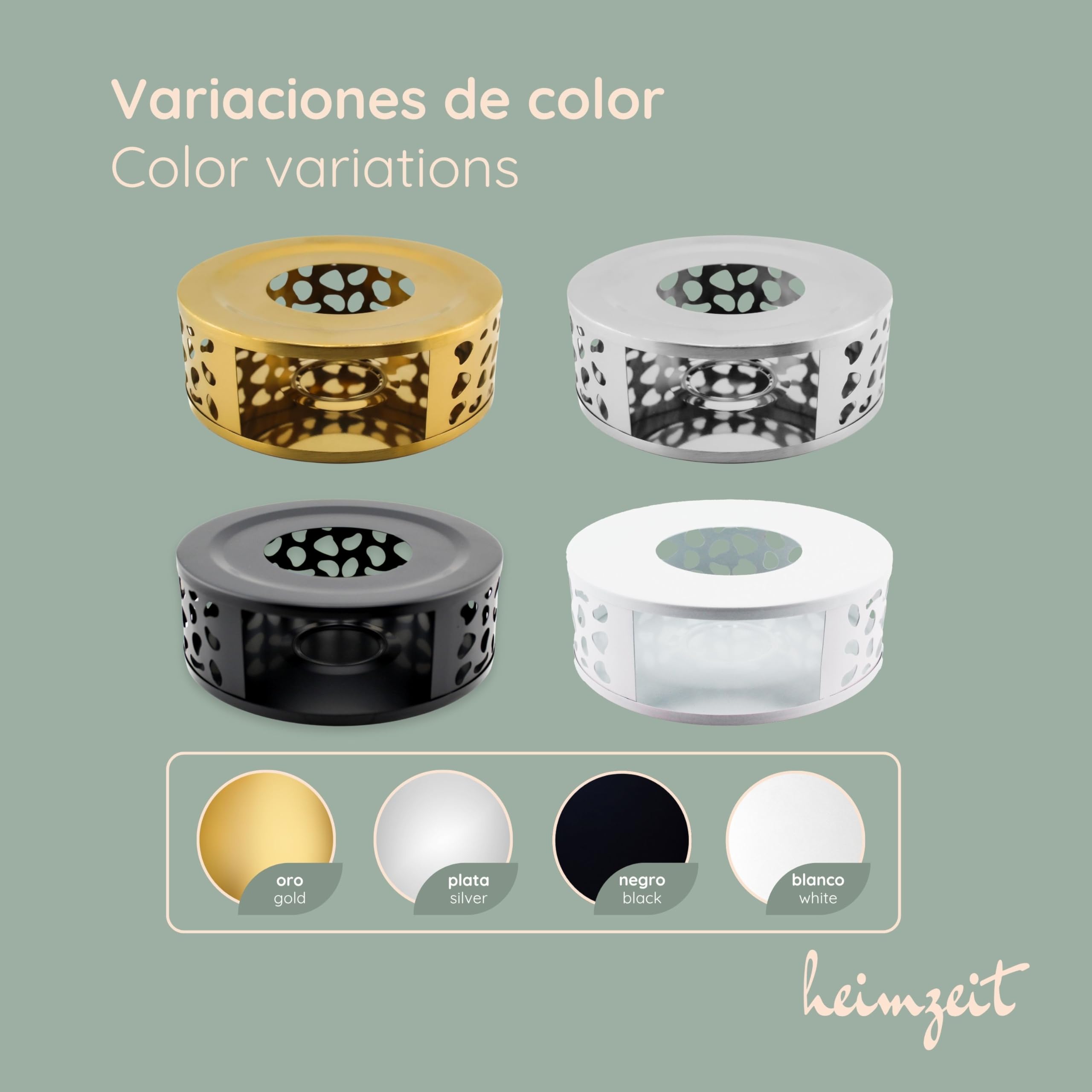 Calentador para Teteras y Cafeteras de Acero Inoxidable [Ø 15 cm, Negro], Calentador de Té con Portavelas, Diseño Elegante, Resistente a los Arañazos y Apto para Todos los Tamaños
