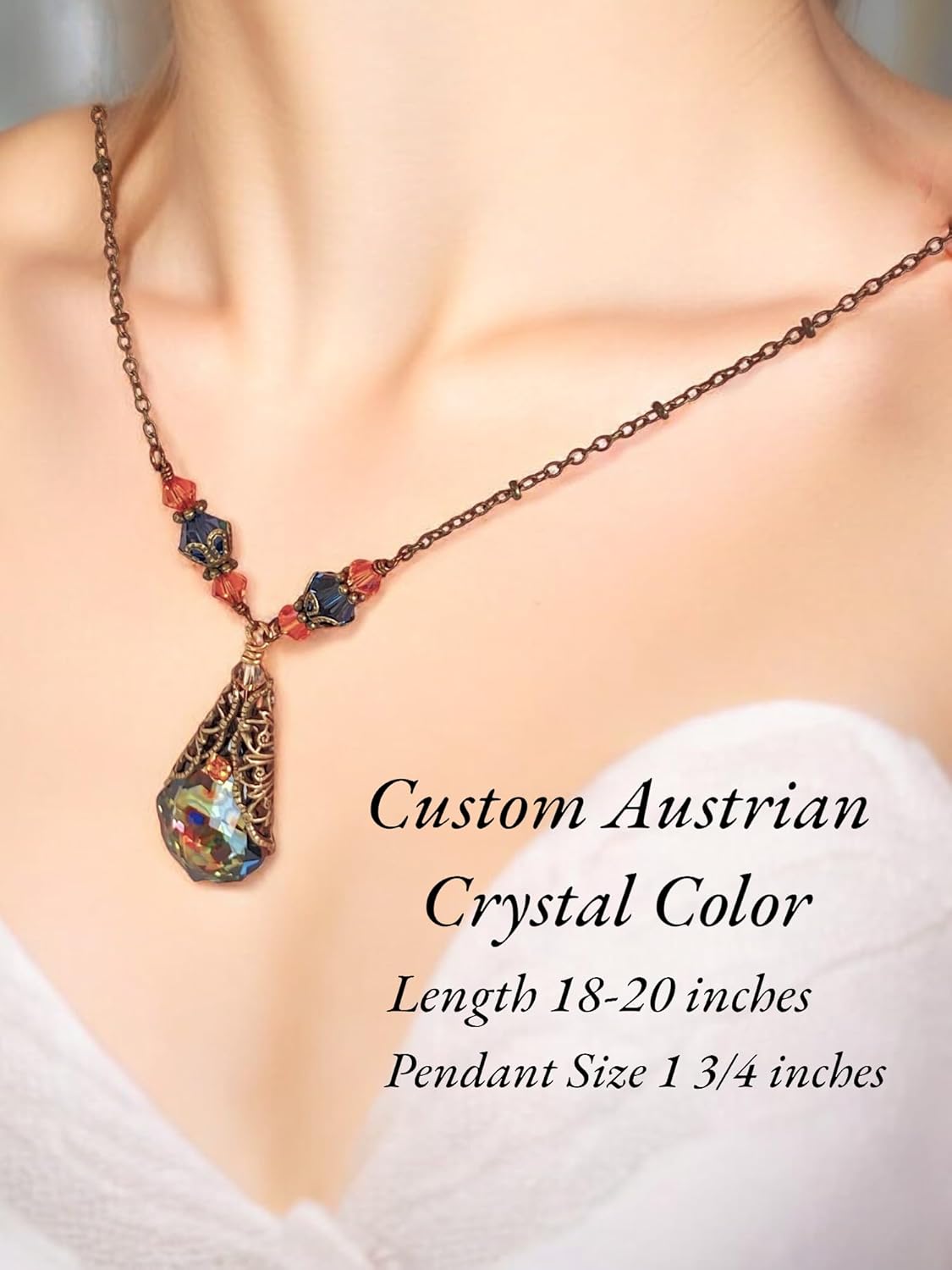 HisJewelsCreations Art Deco Necklace for Woman Antique Jewelry Vintage Austrian Crystal Gifts