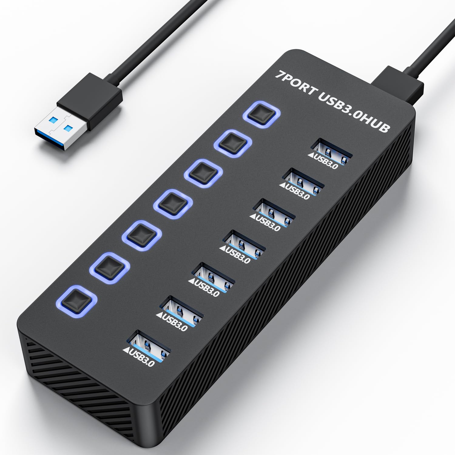 ZIUMIER USB Hub, 7 Ports USB 3.0 Hub Splitter with Individual ON/Off Switches, USB Extension for Laptop, PC, Mouse, Keyboard, Hard Drive and More Devices