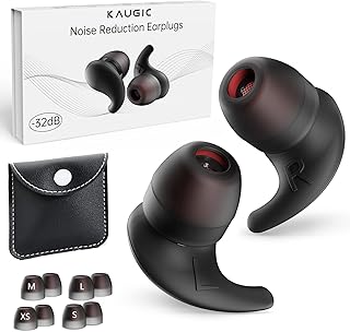 KAUGIC Ear Plugs for Sleep Noise Cancelling, Reusable & Washable Soft Silicone Earplugs for Noise Reduction, Sleeping, Snoring, Work, Travel, Studying, Concerts - 8 Ear Tips in XS/S/M/L