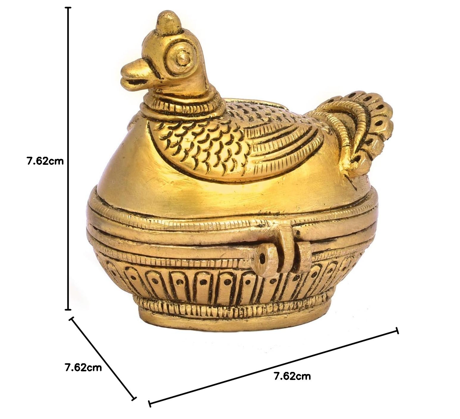 The Advitya Caja pequeña de latón con forma de pavo real, tamaño estándar, XS, color dorado