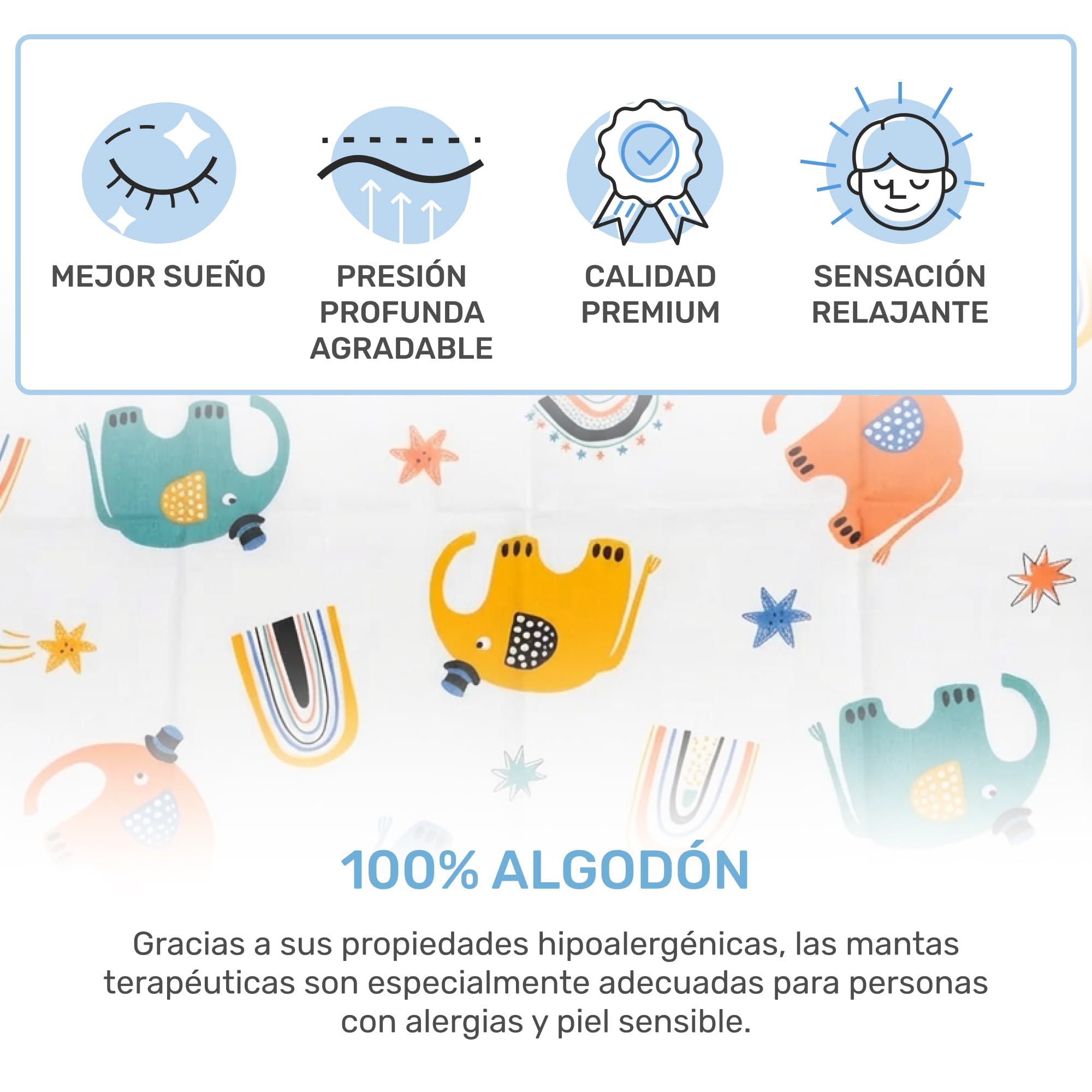 Dailydream Manta Pesada para niños, 90 x 120 cm, 2,5 kg, diseño de Espacio, de algodón 100%, Relleno de Perlas de Cristal, Manta terapéutica para Peso Corporal 20-35 kg