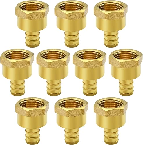 10 piezas PEX 12" x 12" NPT Hembra, PEX 12" x 12" NPT hembra adaptador de crimpado, latón, puerto completo para tubos PEX en trabajos de plomería