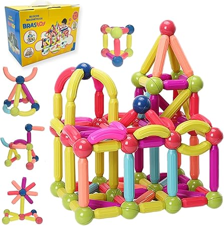 Blocos de Montar Magnéticos Construção Bolas E Bastões Brinquedo Educativo Infantil (128 Peças) Menor preço em Blocos de Montar Magnéticos Construção Bolas E Bastões Brinquedo Educativo Infantil (128 Peças)