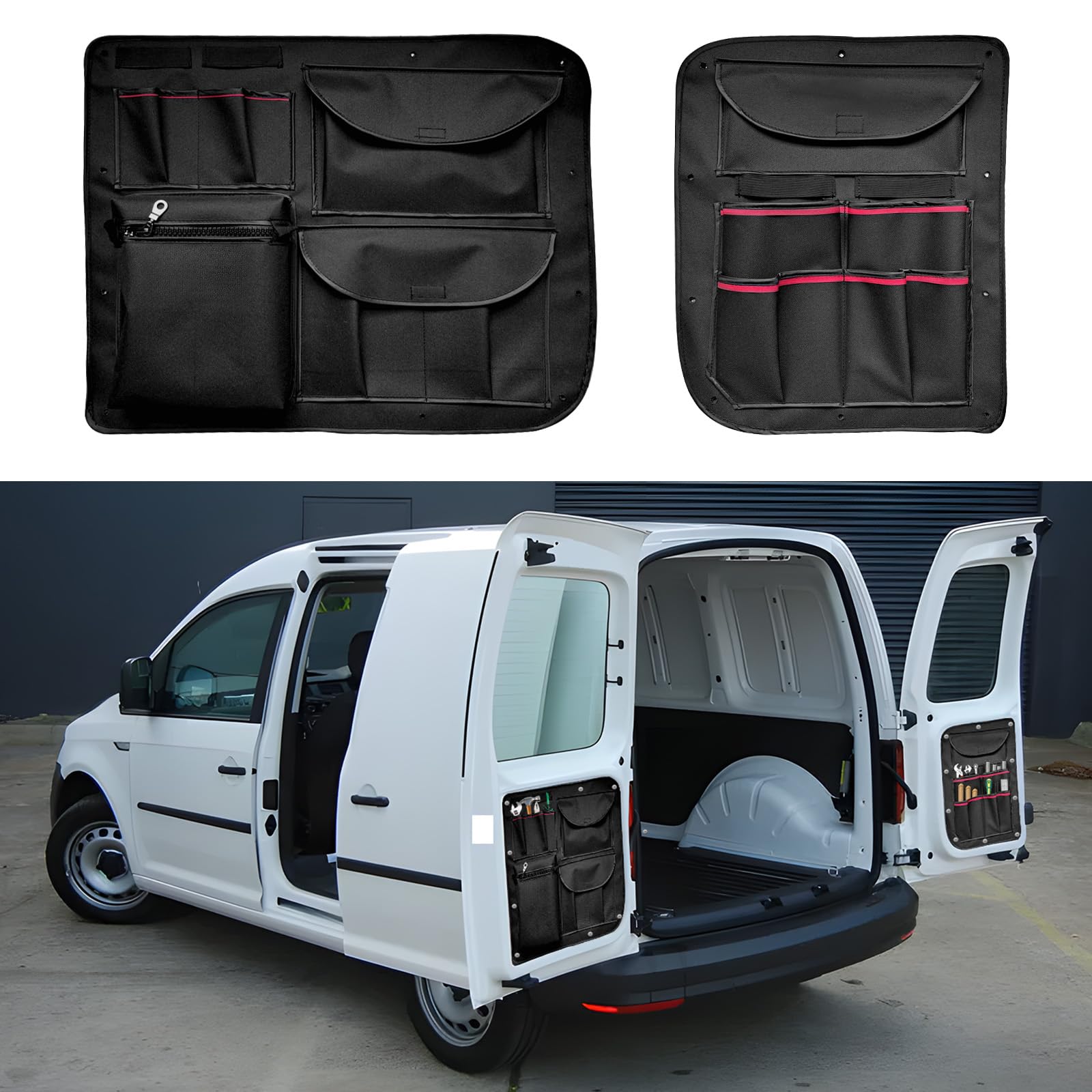 Organizer per Borse per Porta Posteriore per VW Caddy 2003-2021 | 2pcs Borse Portaoggetti per Camper, Organizer per Interni Furgone