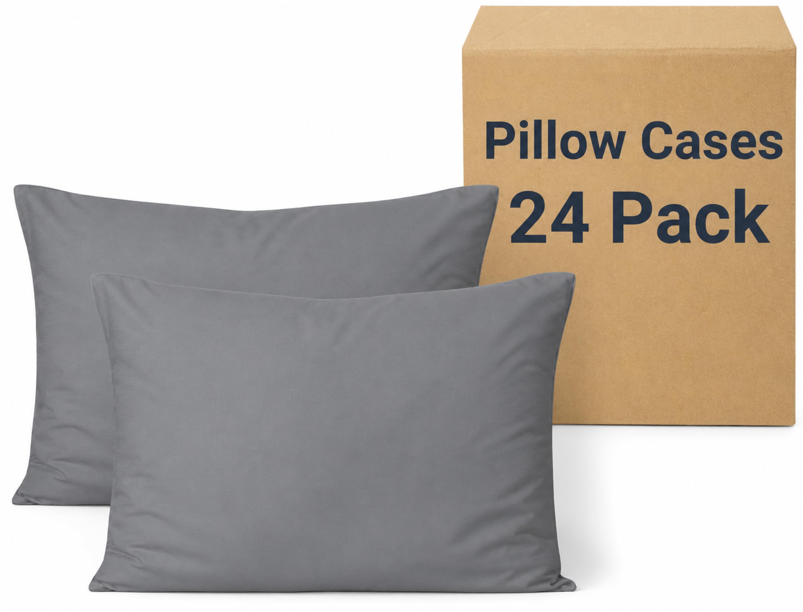 ZPECC Fundas de almohada de tamaño estándar, paquete de 24 fundas de almohada grises a granel con cierre de sobre, fundas de almohada para el hogar, camping, artículos esenciales de viaje (paquete de