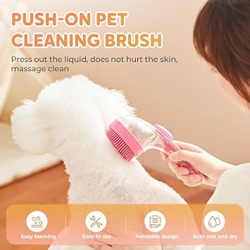 Pet Bath Brush For Dogs, Lettuce dog Washing With Shampoo Dispenser, Dog Shower brush, 2-In-1 Pets Bath Massage Brush For Dogs Long and Short Hair (2pcs-e)