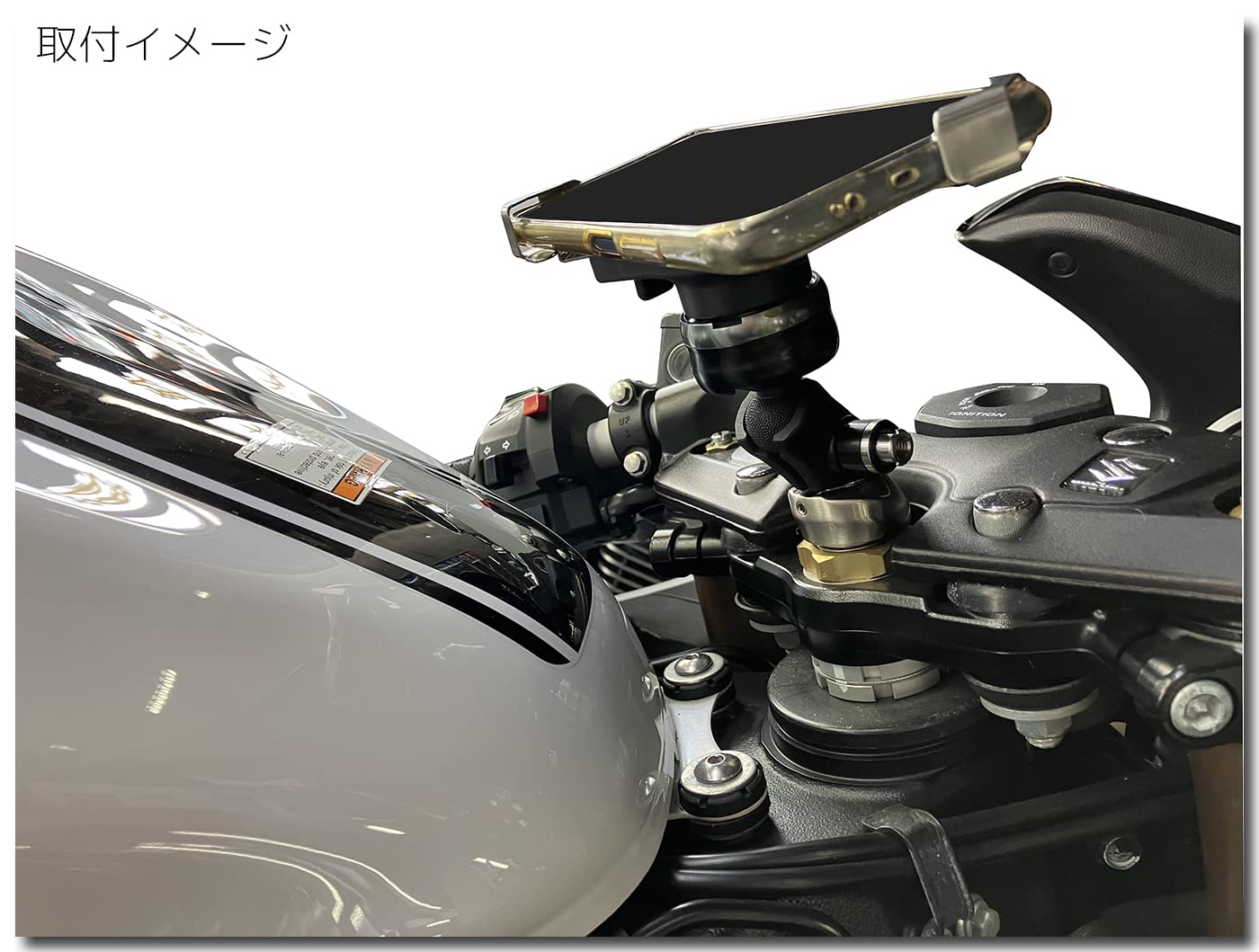 Amazon | 【車体クランプにステムホールマウントを装着！】バイク用